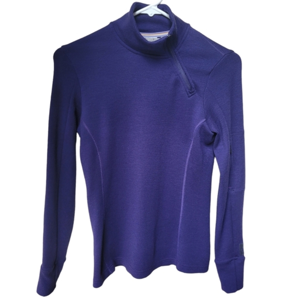 Smartwool Merino Wool Asymmetrical 1/4 Zip Pullover Purple Size XS